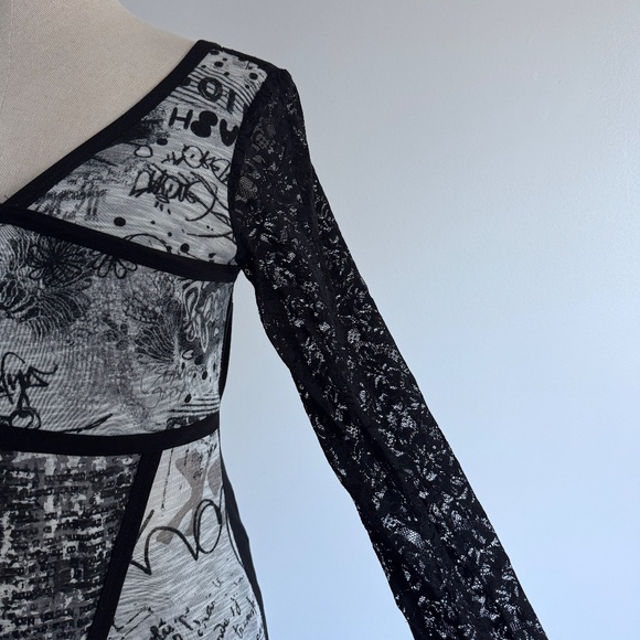 Joseph Ribkoff - Black and Grey Asymmetrical Long Sleeves Shirt - Picture 3 of 6